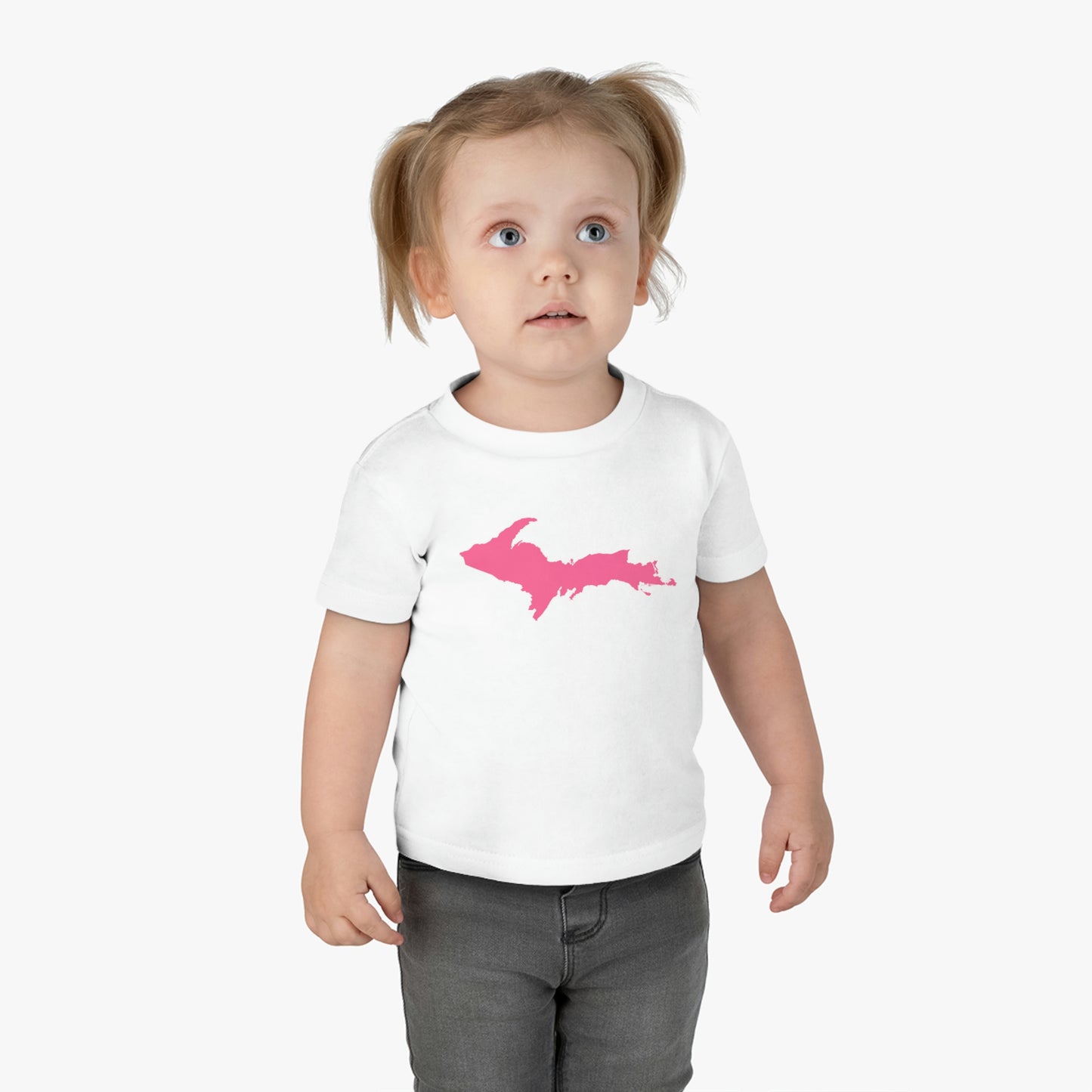 Michigan Upper Peninsula Infant T-Shirt (w/ Pink UP Outline) | Short Sleeve