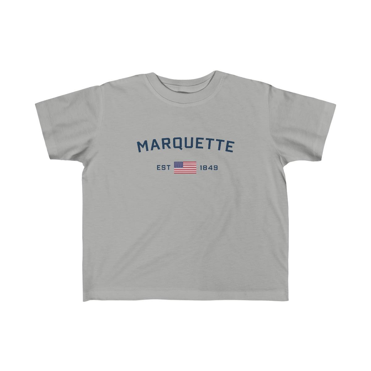 'Marquette EST 1849' T-Shirt  (w/USA Flag Outline) | Toddler Short Sleeve - Circumspice Michigan