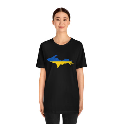 Michigan Upper Peninsula T-Shirt (w/ UP Ukraine Flag Outline) | Unisex Standard Fit