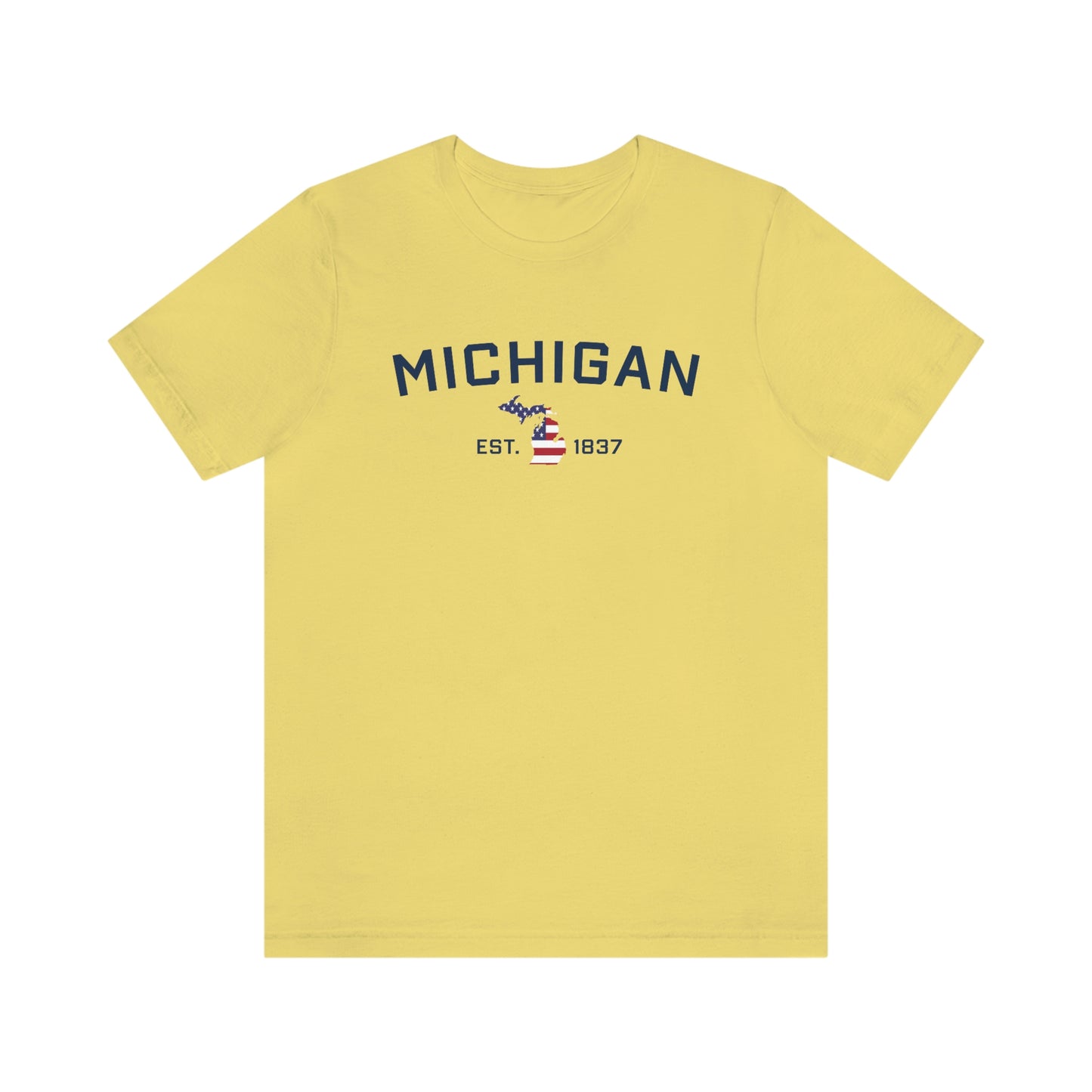 'Michigan EST 1837'' T-Shirt (w/ MI USA Flag Outline) | Unisex Standard Fit