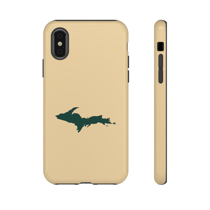 Michigan Upper Peninsula Tough Phone Case (Maple Color w/ Green UP Outline) | Apple iPhone