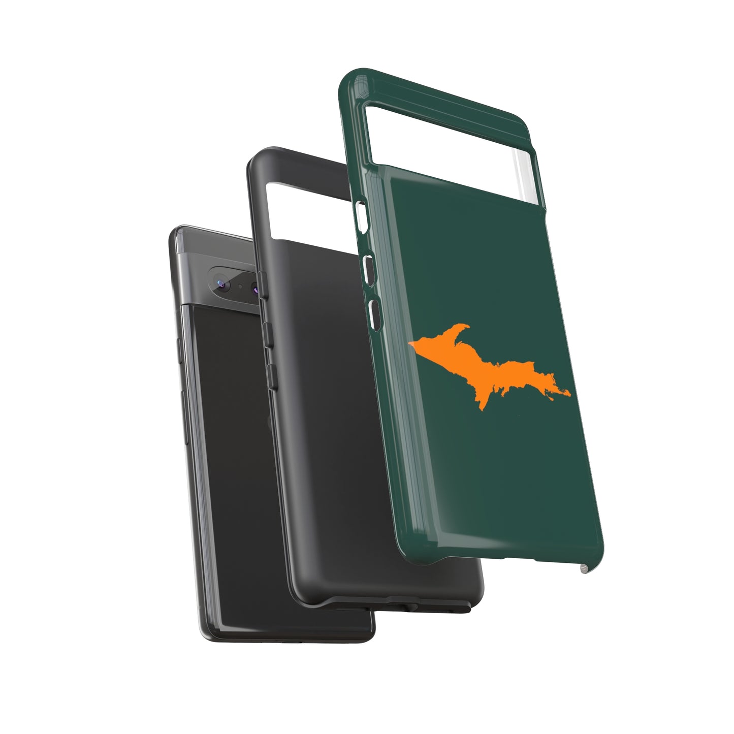 Michigan Upper Peninsula Tough Phone Case (Green w/ Orange UP Outline) | Samsung & Pixel Android