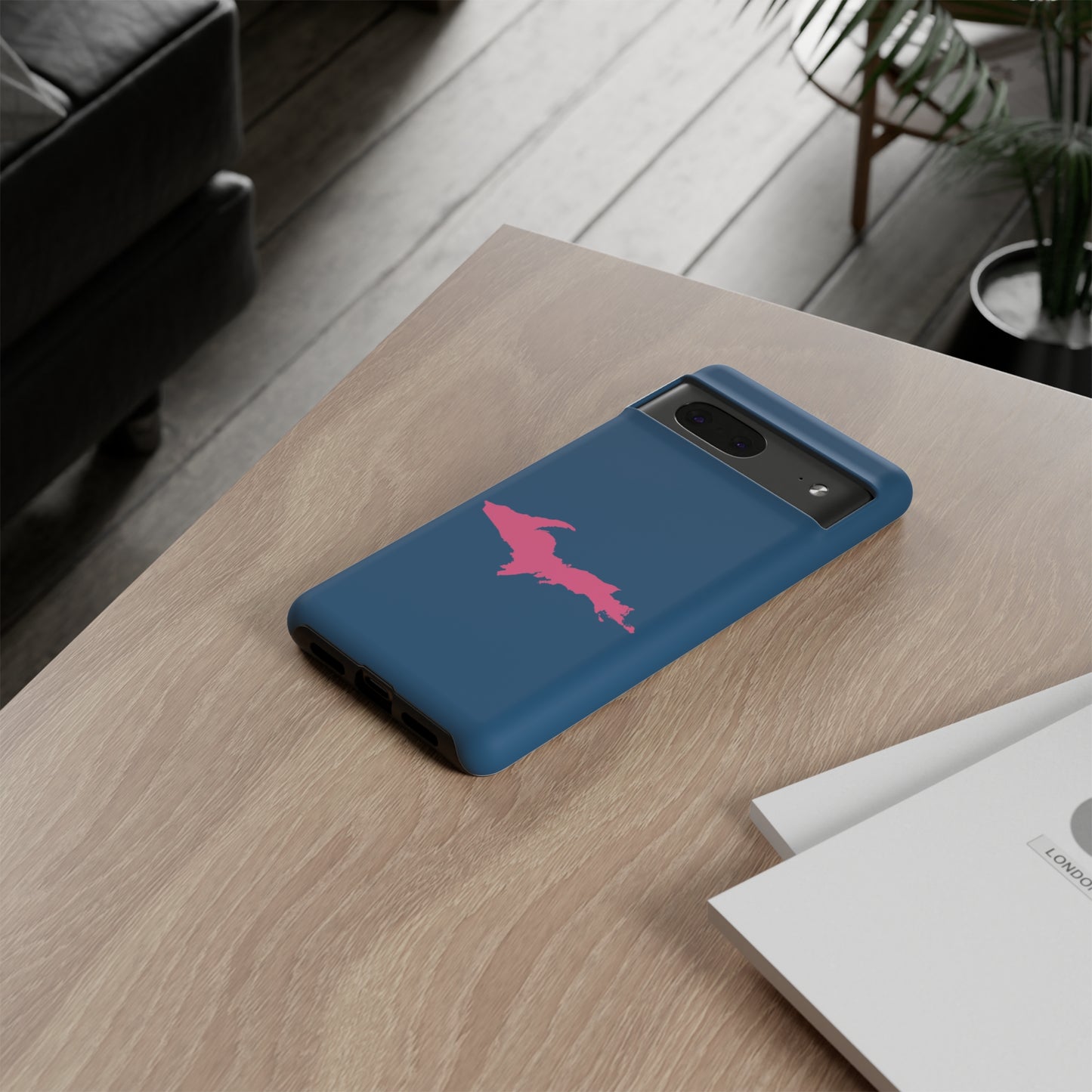 Michigan Upper Peninsula Tough Phone Case (Blueberry w/ Pink UP Outline) | Samsung & Pixel Android