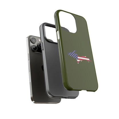 Michigan Upper Peninsula Tough Phone Case (Army Green w/ UP USA Outline) | Apple iPhone