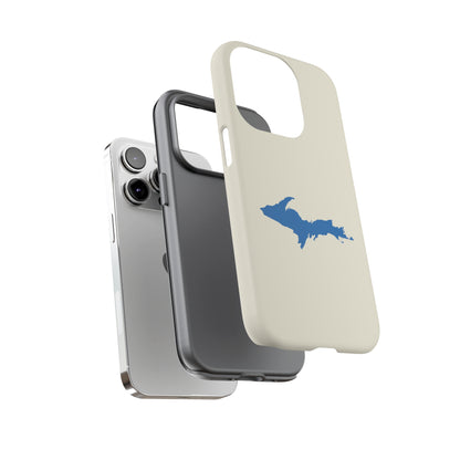 Michigan Upper Peninsula Tough Phone Case (Ivory Color w/ Azure UP Outline) | Apple iPhone