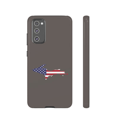 Michigan Upper Peninsula Tough Phone Case (Warren Tank Grey w/ UP USA Flag Outline) | Samsung & Pixel Android