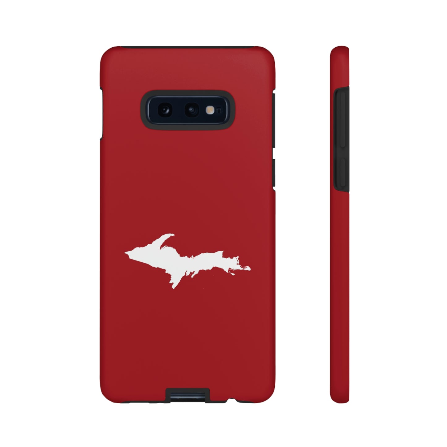 Michigan Upper Peninsula Tough Phone Case (Thimbleberry Red w/ UP Outline) | Samsung & Pixel Android