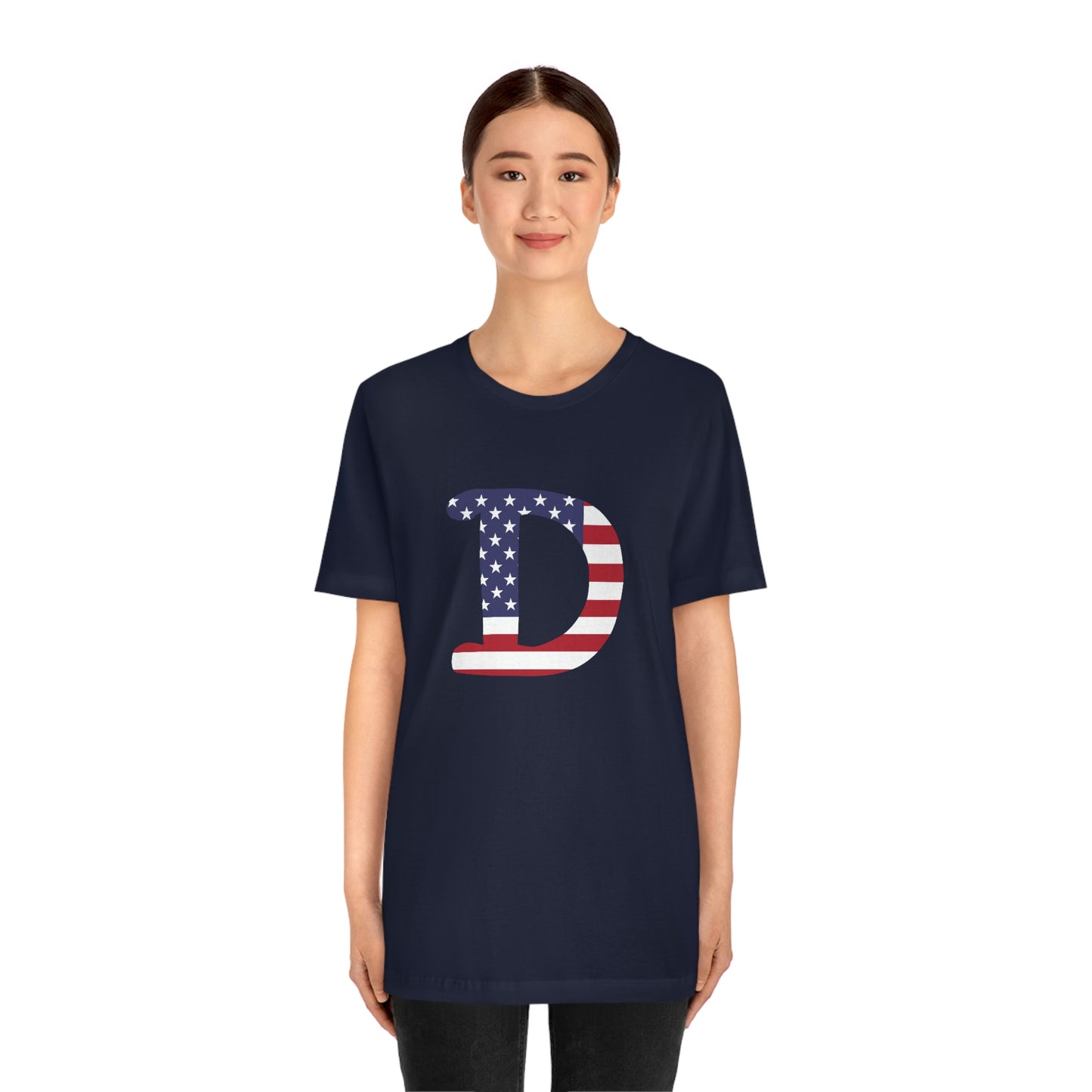 Detroit 'Old French D' T-Shirt (w/ USA Flag Outline) | Unisex Standard Fit