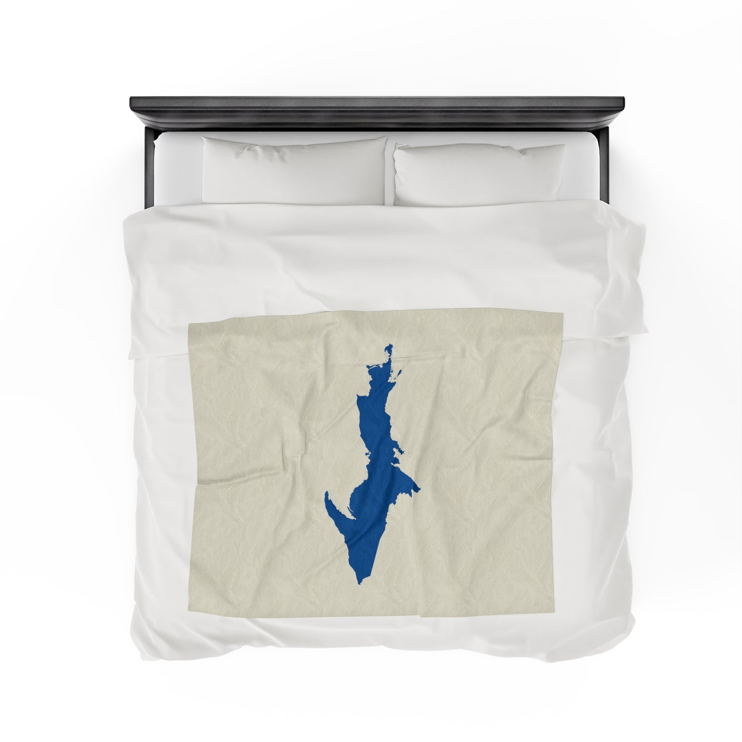 Michigan Upper Peninsula Plush Blanket (w/ Azure UP Outline) | Ivory White