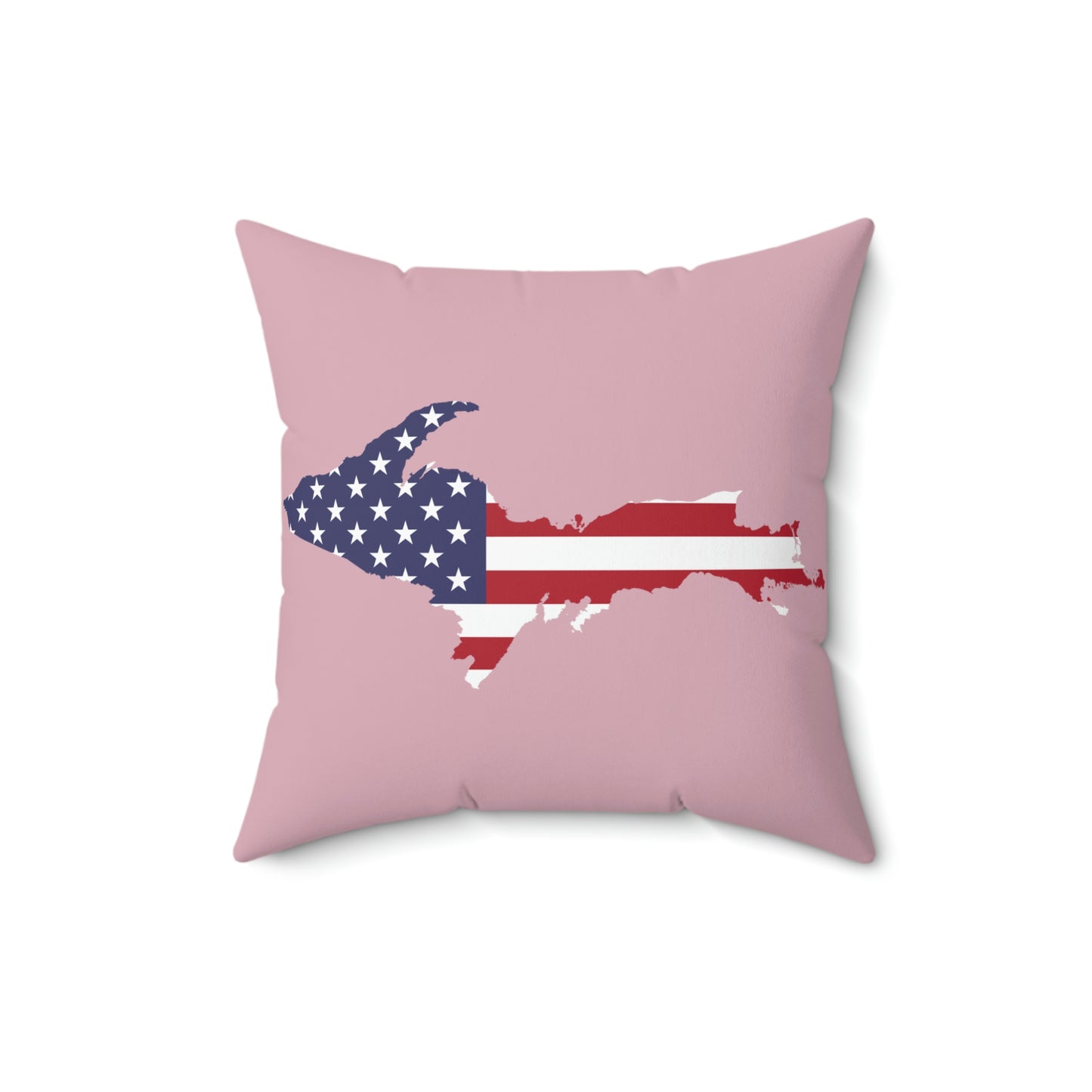 Michigan Upper Peninsula Accent Pillow (w/ UP USA Flag Outline) | Pink