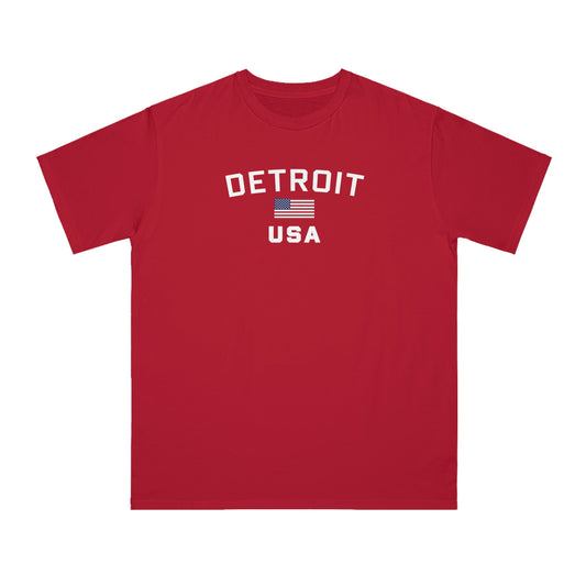 'Detroit USA' T-Shirt (w/ USA Flag) | Organic Unisex