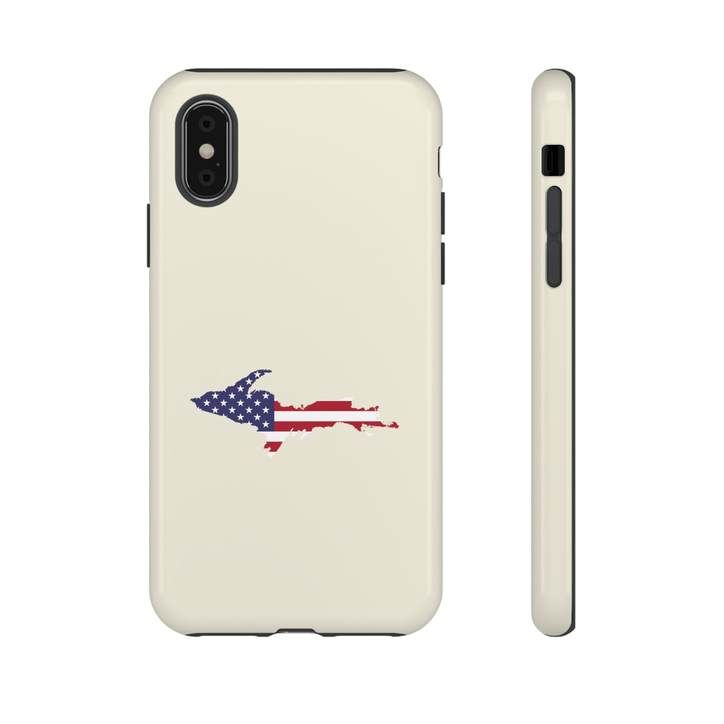 Michigan Upper Peninsula Tough Phone Case (Ivory Color w/ UP USA Outline) | Apple iPhone