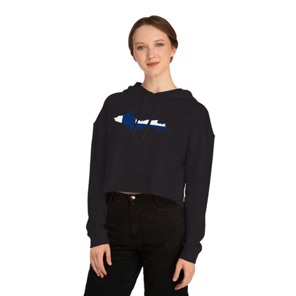 Michigan Upper Peninsula Hoodie (w/ UP Finland Flag Outline) | Lightweight Cropped