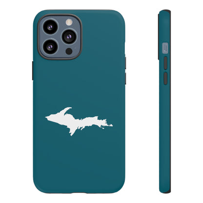 Michigan Upper Peninsula Tough Phone Case (Auburn Hills Teal w/ UP Outline) | Apple iPhone