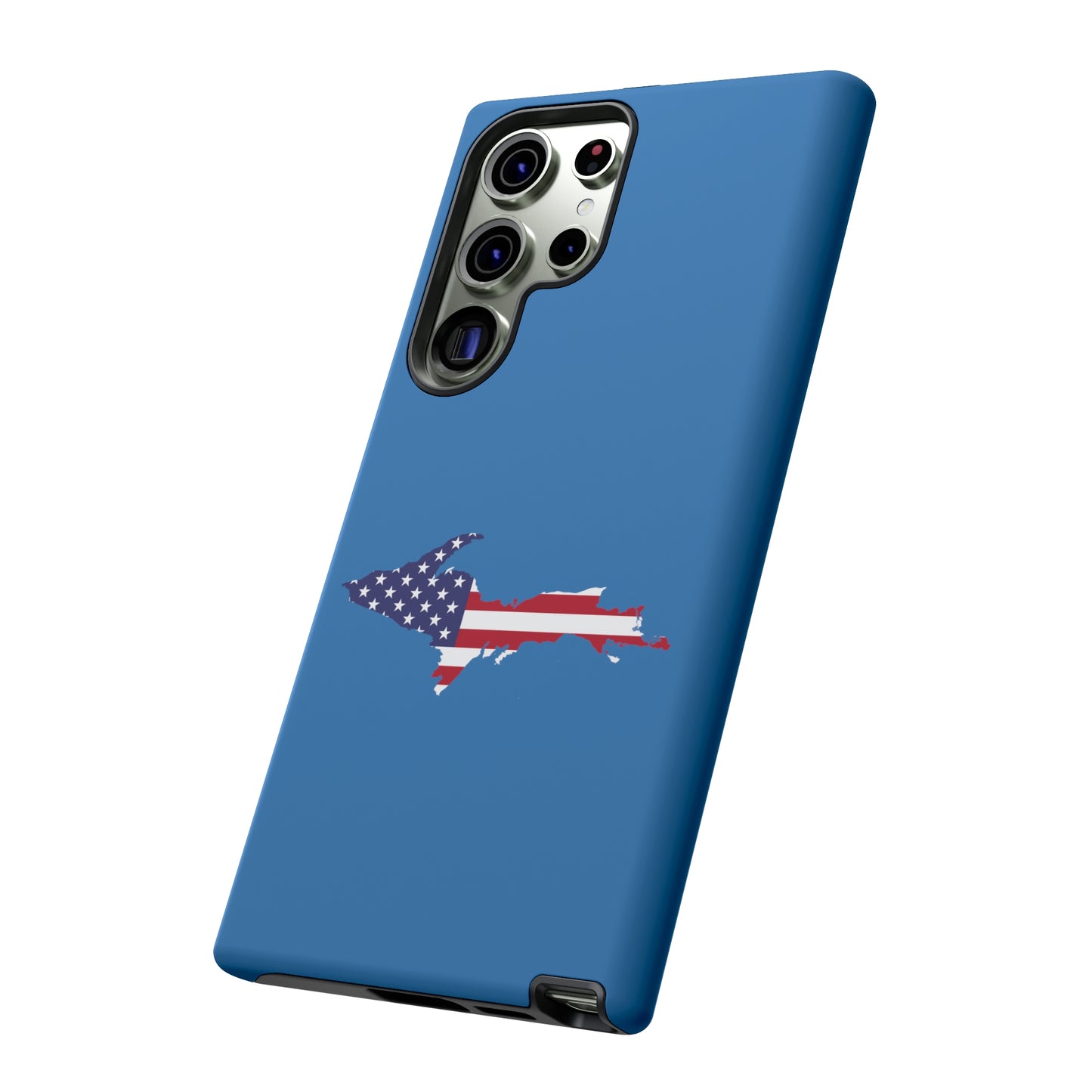 Michigan Upper Peninsula Tough Phone Case (Lake Superior Blue w/ UP USA Flag Outline) | Samsung & Pixel Android