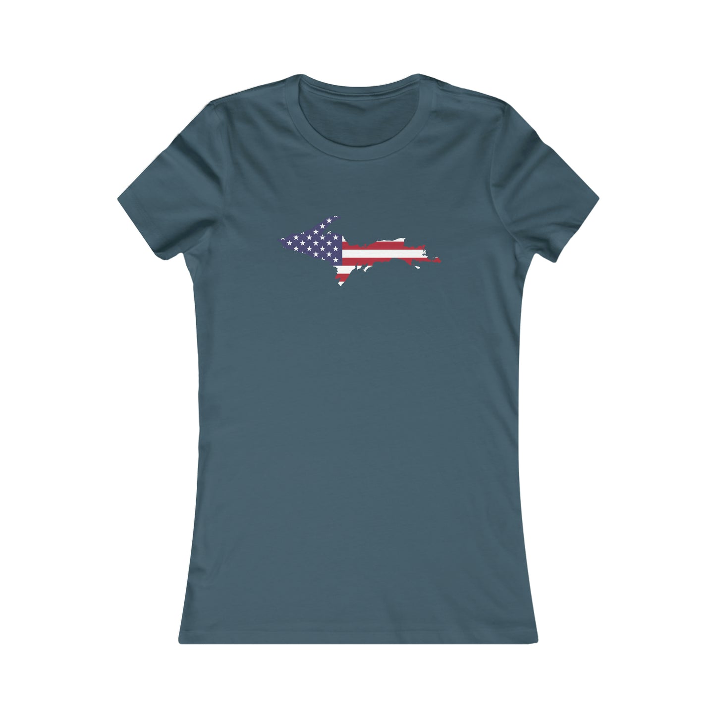 Michigan Upper Peninsula T-Shirt (w/ UP USA Flag Outline) | Women's Slim Fit