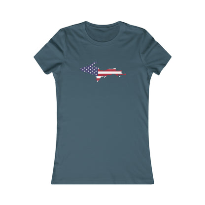 Michigan Upper Peninsula T-Shirt (w/ UP USA Flag Outline) | Women's Slim Fit