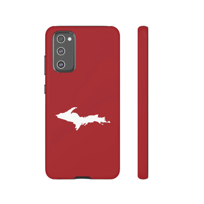 Michigan Upper Peninsula Tough Phone Case (Thimbleberry Red w/ UP Outline) | Samsung & Pixel Android