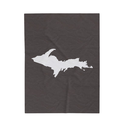 Michigan Upper Peninsula Plush Blanket (w/ UP Outline) | Warren Tank Grey