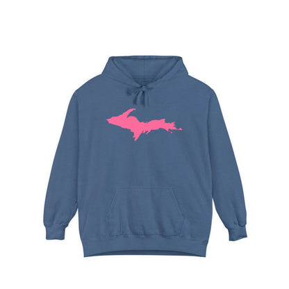 Michigan Upper Peninsula Hoodie (w/ Pink UP Outline) | Unisex Garment-Dyed