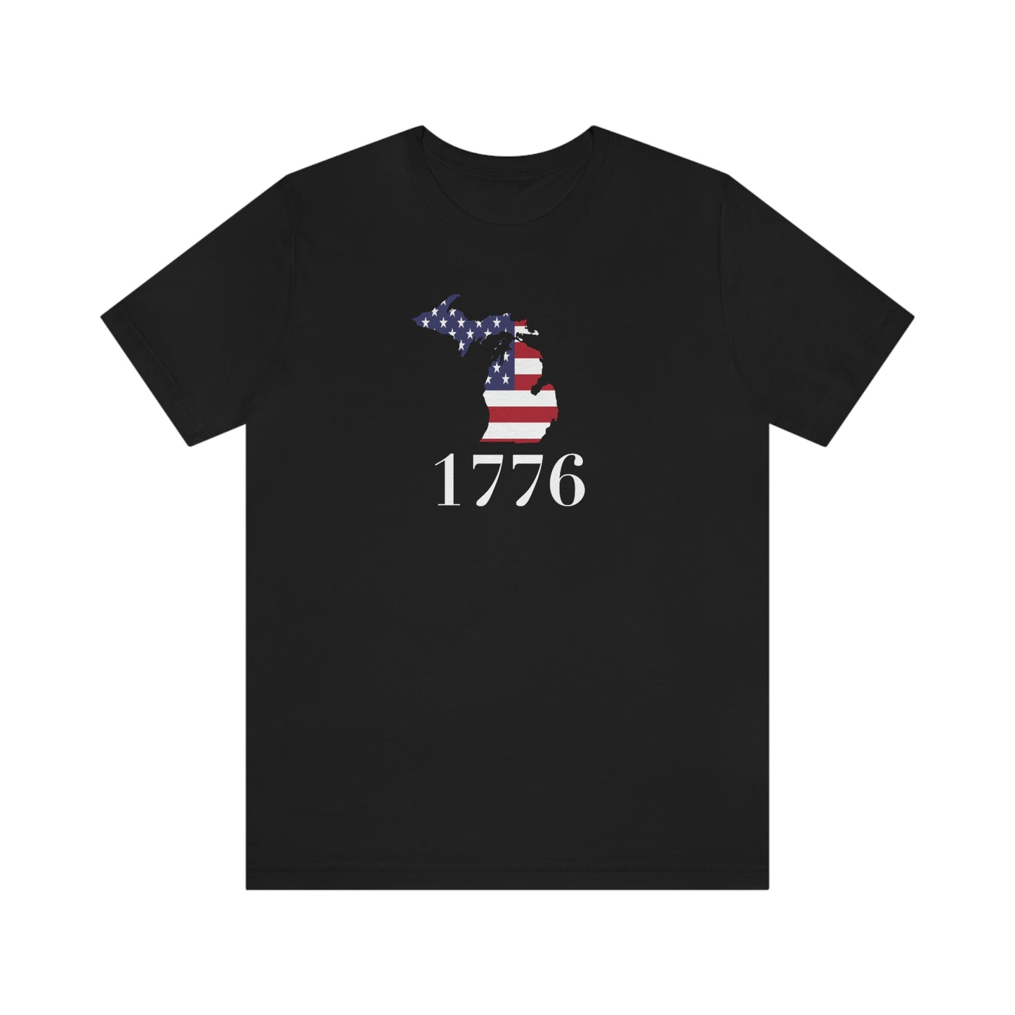 Michigan '1776' T-Shirt (Didone Font w/ MI USA Flag Outline) | Unisex Standard Fit