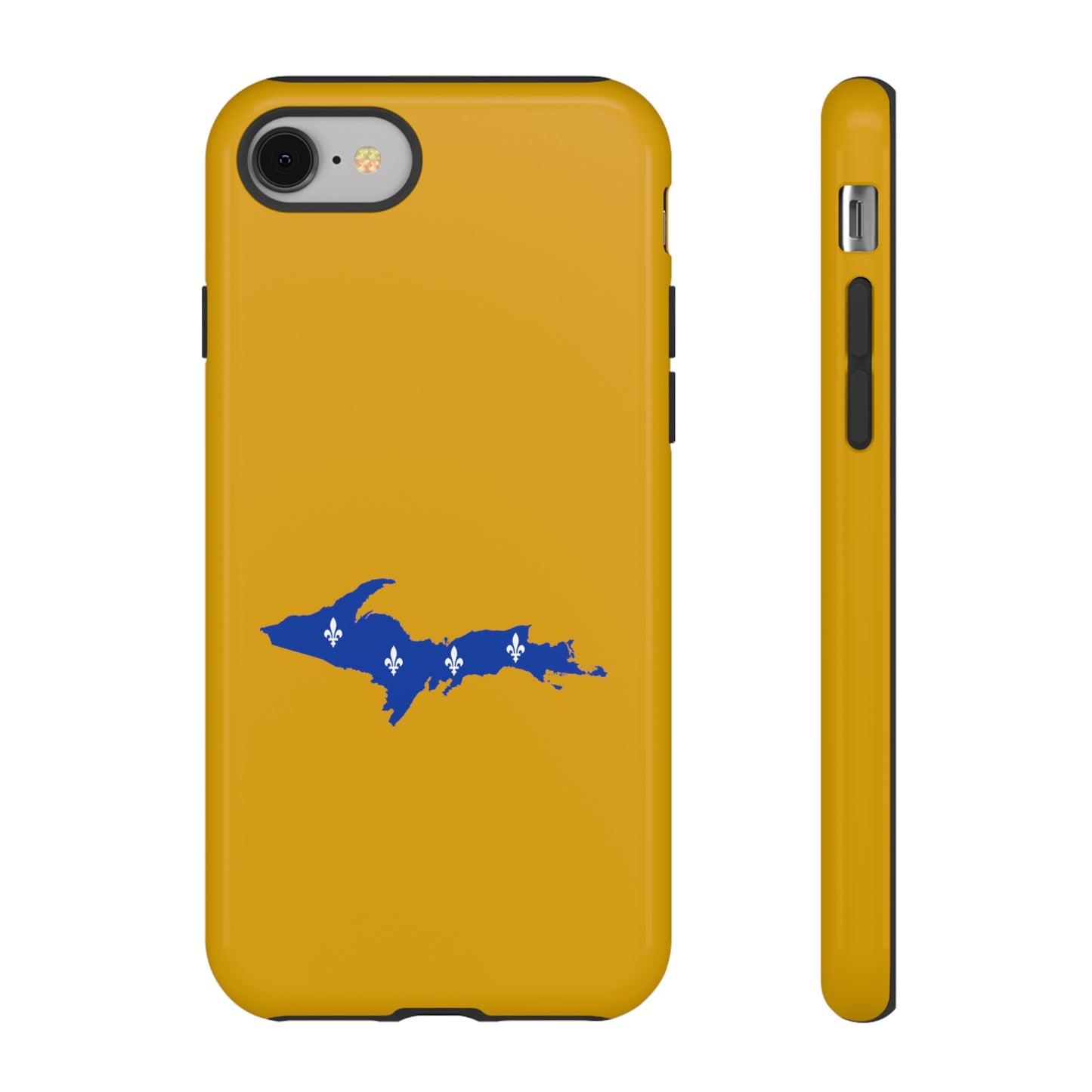 Michigan Upper Peninsula Tough Phone Case (Gold w/ UP Quebec Flag Outline) | Apple iPhone