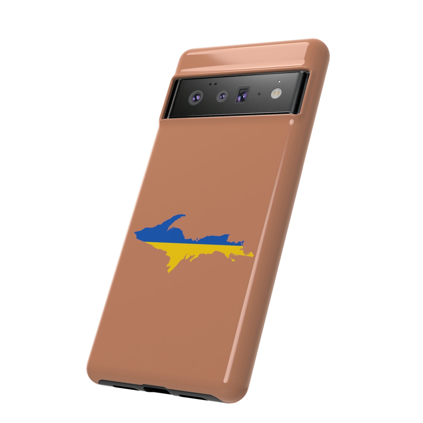 Michigan Upper Peninsula Tough Phone Case (Copper Color w/ UP Ukraine Flag Outline) | Samsung & Pixel Android