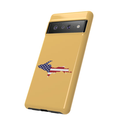 Michigan Upper Peninsula Tough Phone Case (Citrine w/ UP USA Flag Outline) | Samsung & Pixel Android