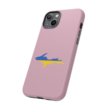 Michigan Upper Peninsula Tough Phone Case (Pink w/ UP Ukraine Flag Outline) | Apple iPhone