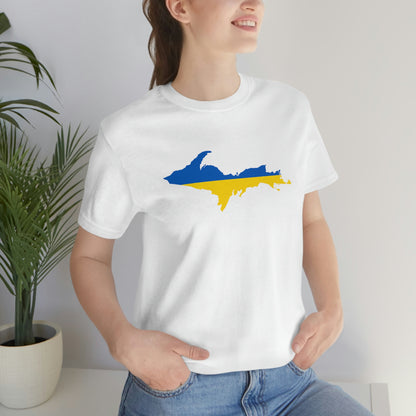 Michigan Upper Peninsula T-Shirt (w/ UP Ukraine Flag Outline) | Unisex Standard Fit