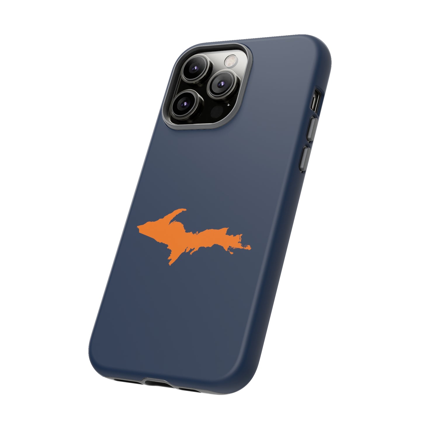 Michigan Upper Peninsula Tough Phone Case (Navy w/ Orange UP Outline) | Apple iPhone