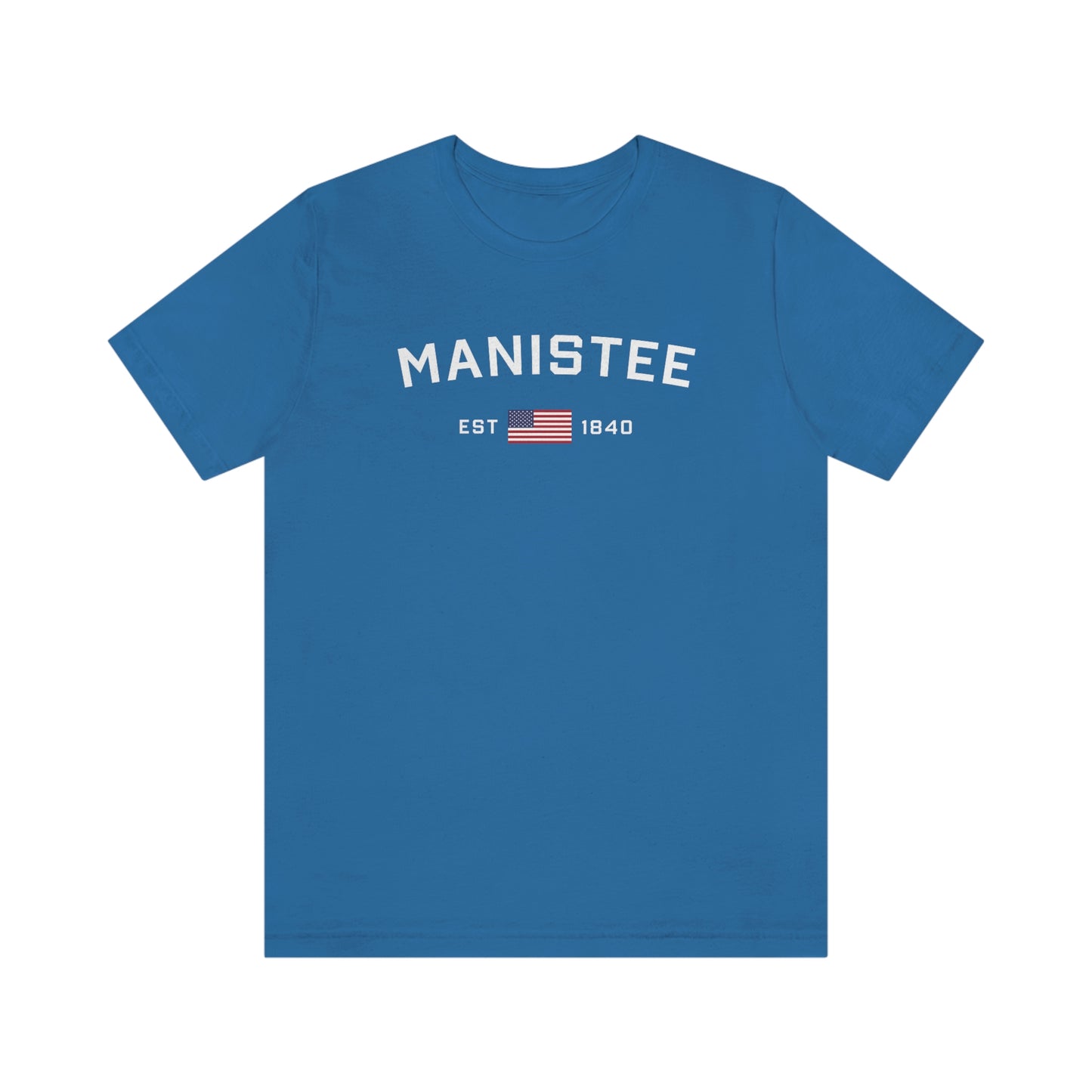 'Manistee EST 1840' T-Shirt (w/USA Flag Outline) | Unisex Standard Fit