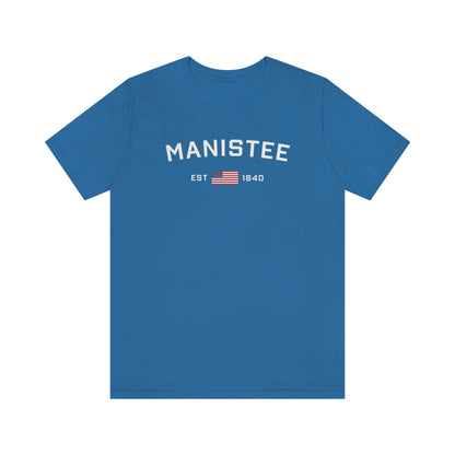 'Manistee EST 1840' T-Shirt (w/USA Flag Outline) | Unisex Standard Fit