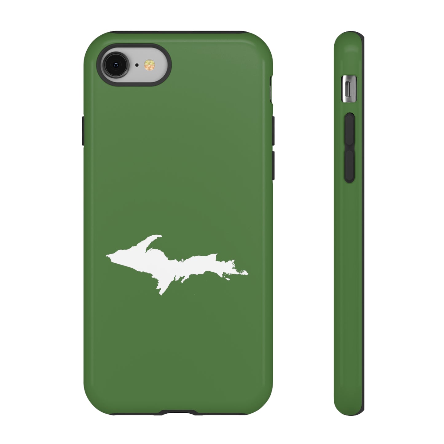 Michigan Upper Peninsula Tough Phone Case (Pine Green w/ UP Outline) | Apple iPhone