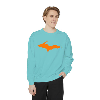 Michigan Upper Peninsula Sweatshirt (w/ Orange UP Outline) | Unisex Garment Dyed