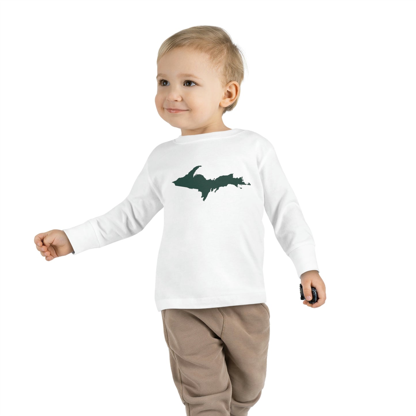 Michigan Upper Peninsula T-Shirt (w/ Green UP Outline) | Toddler Long Sleeve