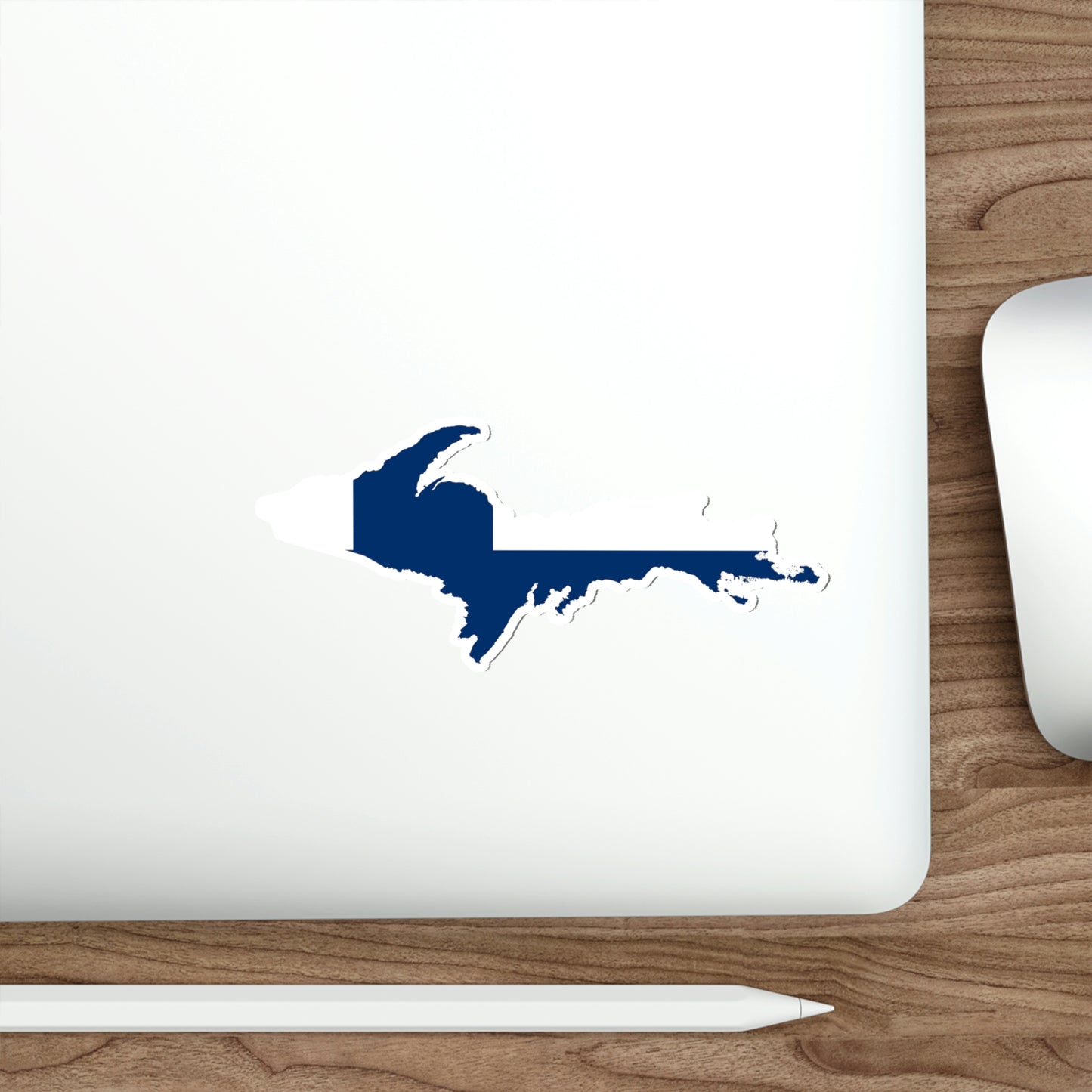 Michigan Upper Peninsula Die Cut Stickers (w/ UP Finland Flag Outline) | Indoor/Outdoor