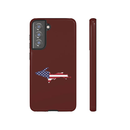 Michigan Upper Peninsula Tough Phone Case (Cherrywoold Color w/ UP USA Flag Outline) | Samsung & Pixel Android