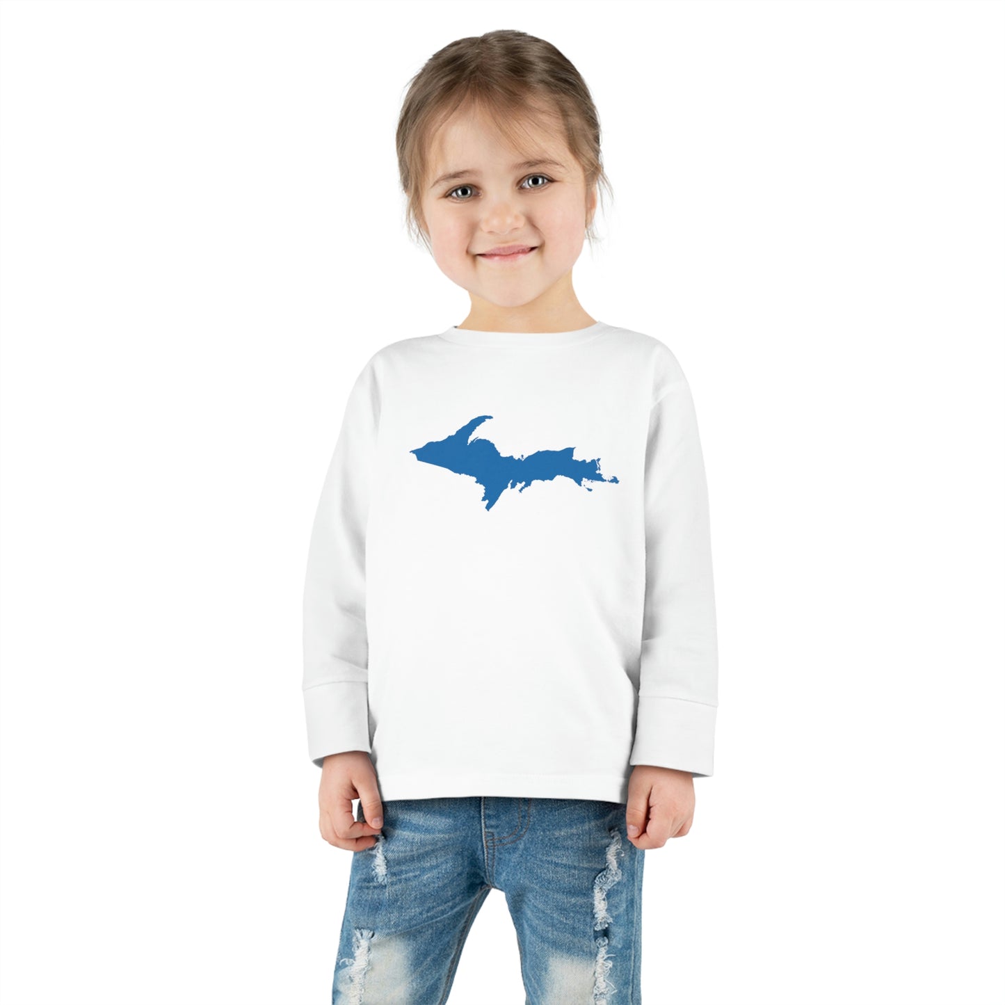 Michigan Upper Peninsula T-Shirt (w/ Azure UP Outline) | Toddler Long Sleeve