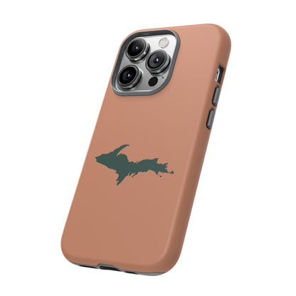 Michigan Upper Peninsula Tough Phone Case (Copper Color w/ Green UP Outline) | Apple iPhone