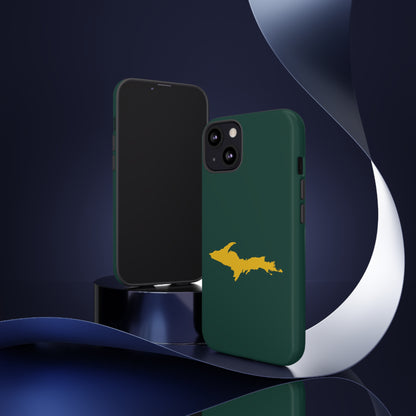 Michigan Upper Peninsula Tough Phone Case (Green w/ Gold UP Outline) | Apple iPhone