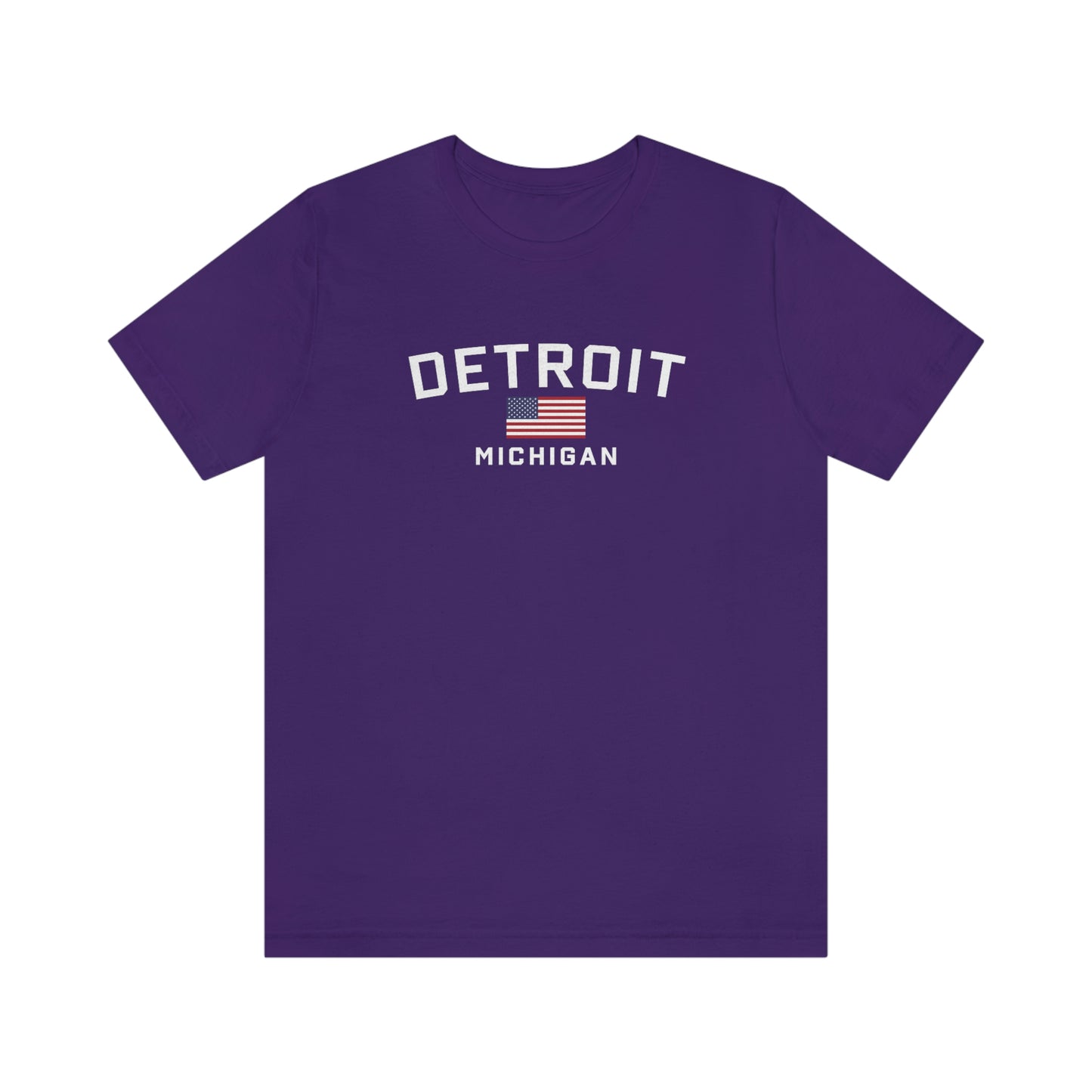 'Detroit Michigan' T-Shirt (w/USA Flag Outline) | Unisex Standard Fit