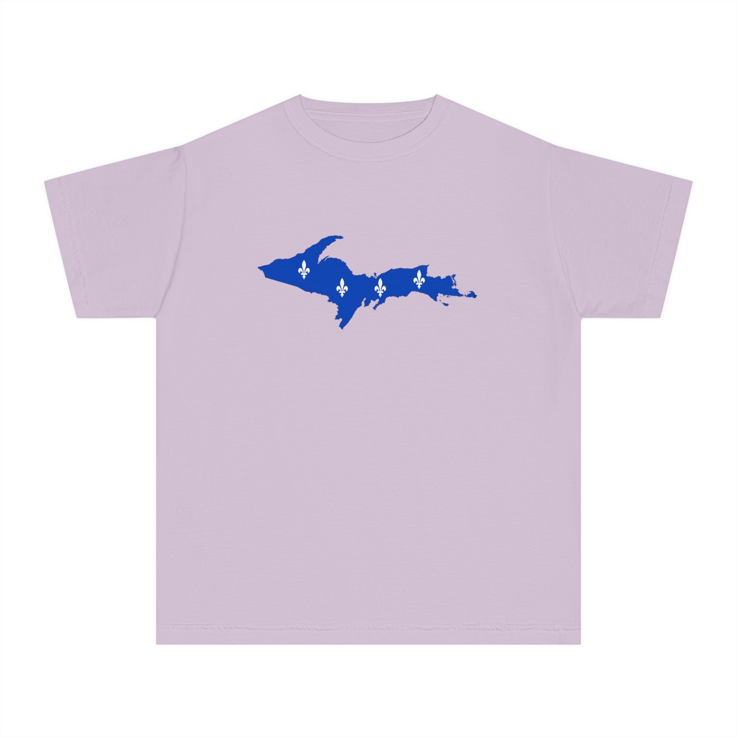 Michigan Upper Peninsula T-Shirt (w/ UP Quebec Flag Outline) | Youth Garment-Dyed