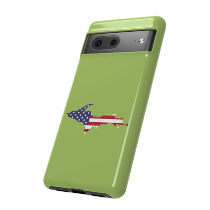 Michigan Upper Peninsula Tough Phone Case (Gooseberry Green w/ UP USA Flag Outline) | Samsung & Pixel Android