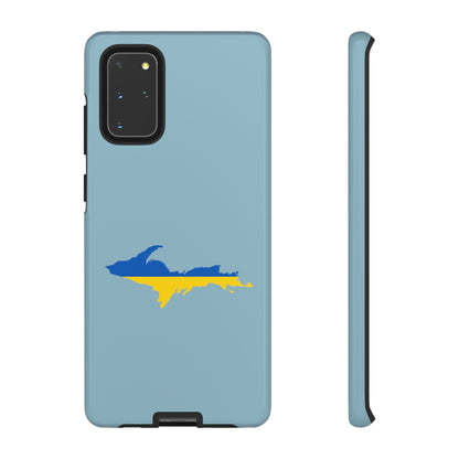 Michigan Upper Peninsula Tough Phone Case (Opal Blue w/ UP Ukraine Flag Outline) | Samsung & Pixel Android