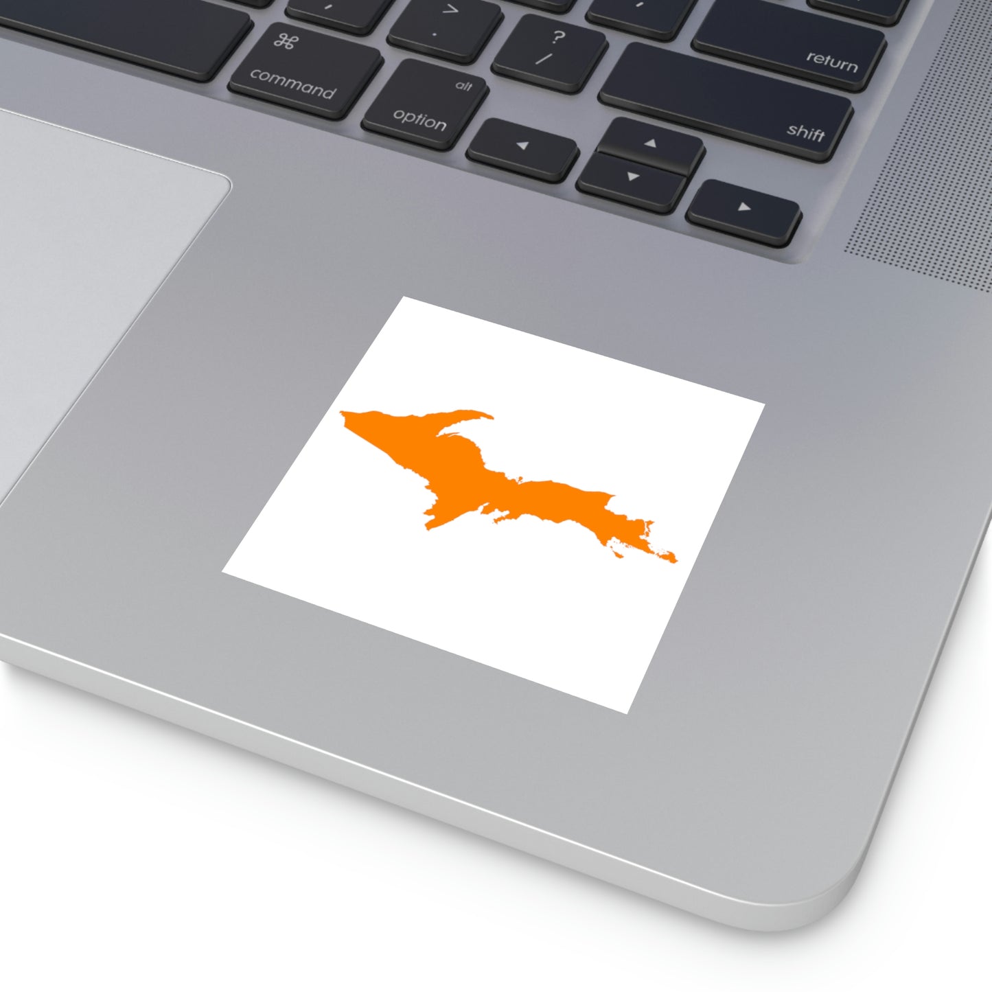 Michigan Upper Peninsula Square Sticker (w/ Orange UP Outline) | Indoor/Outdoor