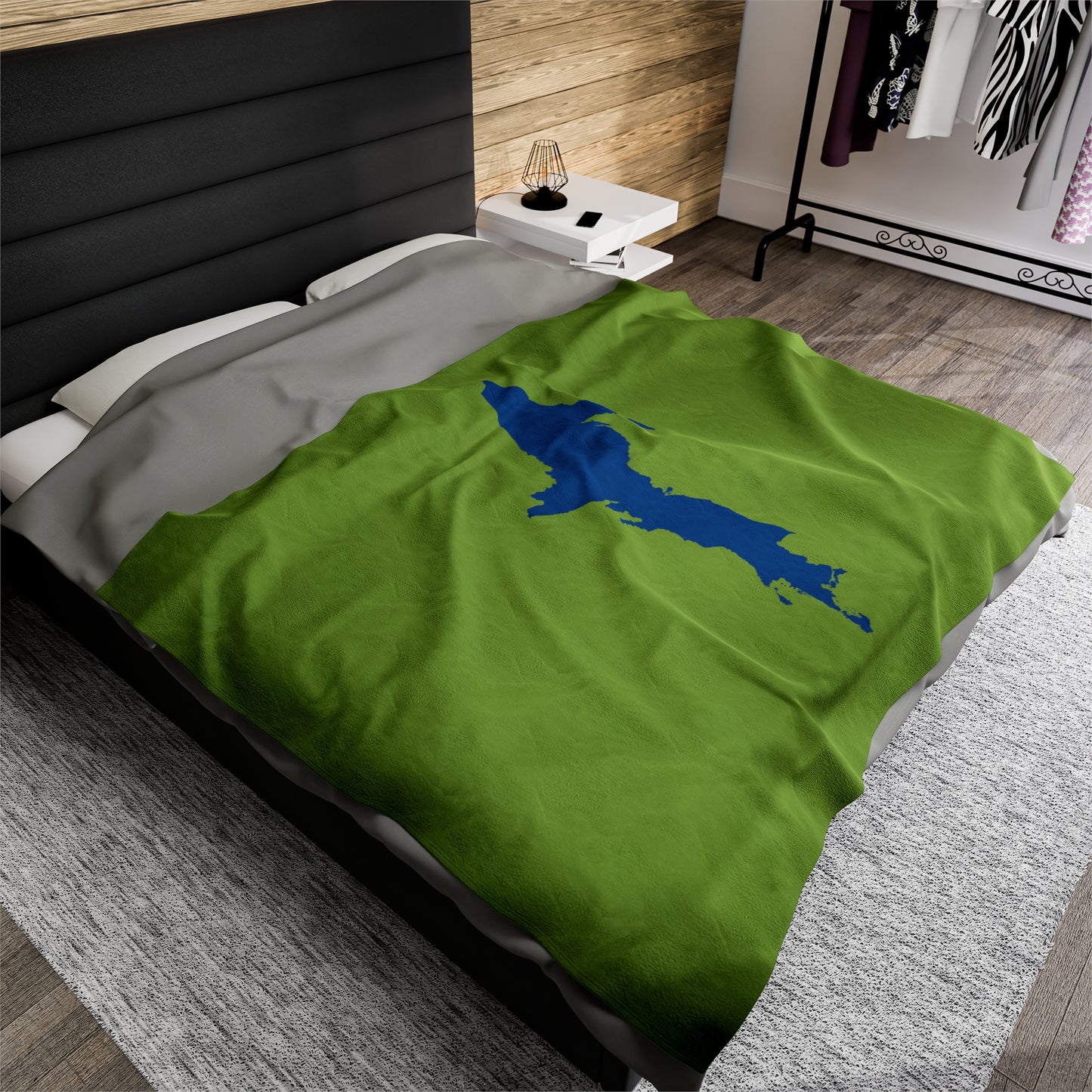 Michigan Upper Peninsula Plush Blanket (w/ Azure UP Outline) | Gooseberry Green