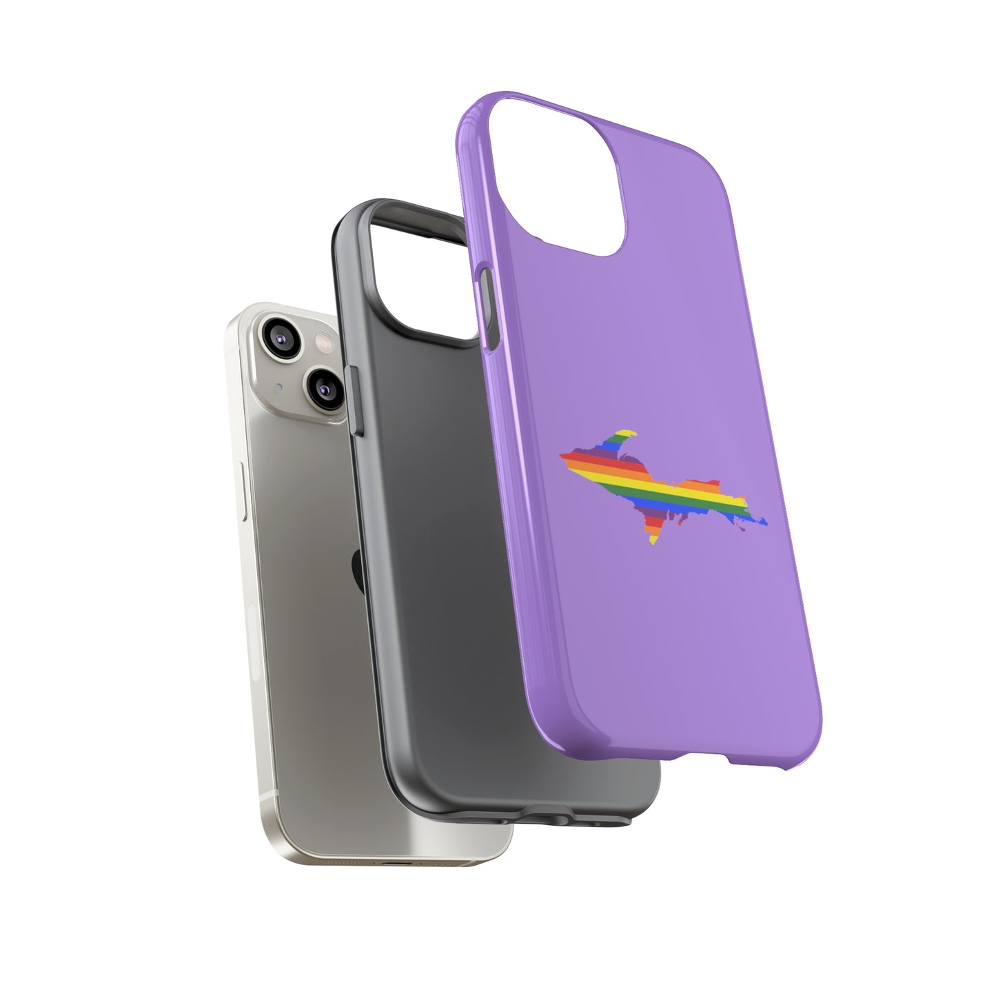 Michigan Upper Peninsula Tough Phone Case (Lavender w/ UP Pride Flag Outline) | Apple iPhone