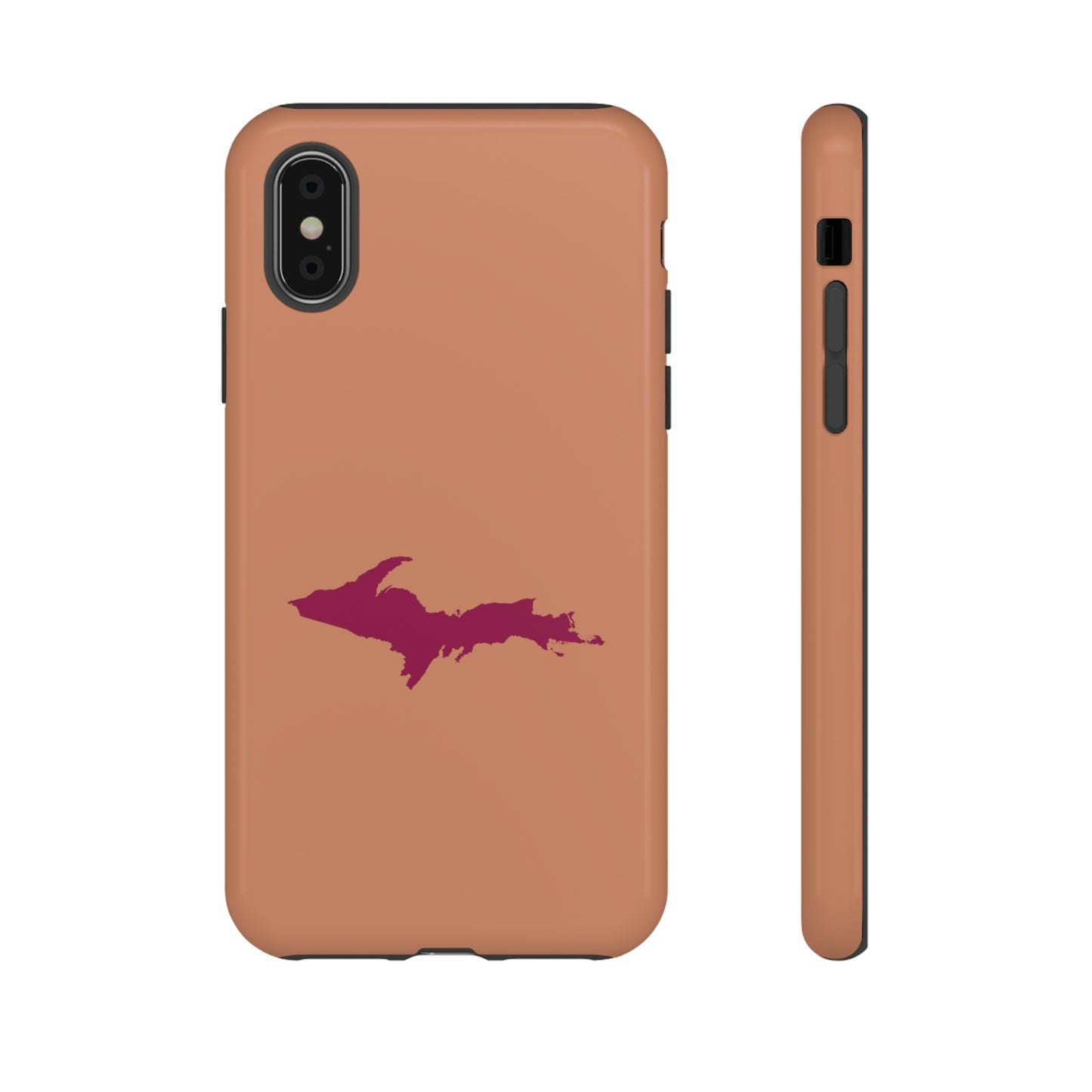 Michigan Upper Peninsula Tough Phone Case (Copper Color w/ Ruby UP Outline) | Apple iPhone