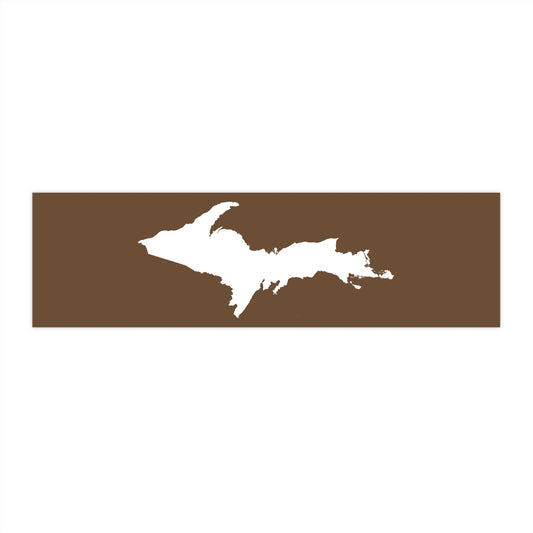 Michigan Upper Peninsula Bumper Sticker (w/ UP Outline) | Coffee Background